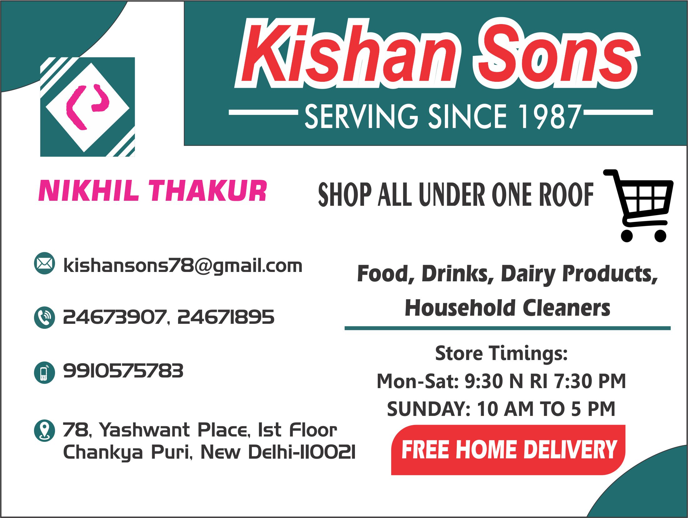 KISHAN SONS  Grocery Store in Chanakyapuri